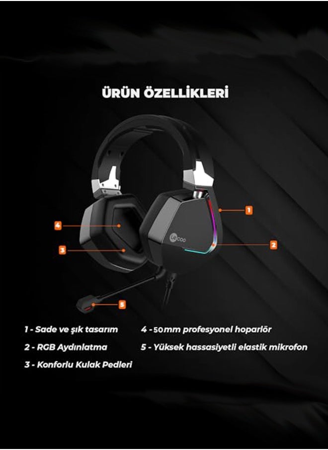 ليكو سماعة ألعاب سلكية Lecoo HT402 - ميكروفون مدمج - صوت محيطي USB 7.1-اسود  - Image 4