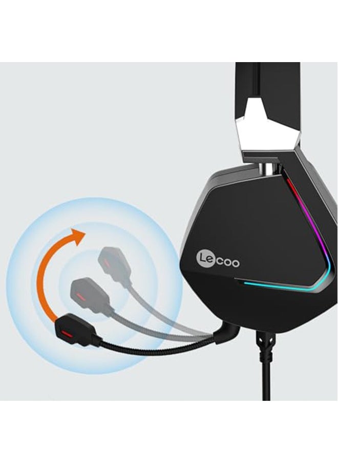 ليكو سماعة ألعاب سلكية Lecoo HT402 - ميكروفون مدمج - صوت محيطي USB 7.1-اسود  - Image 5