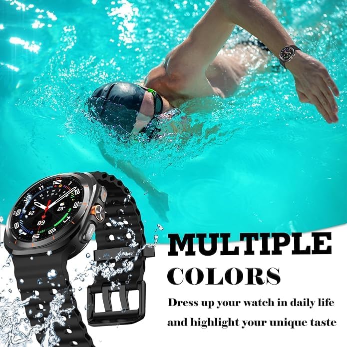 Meyaar Compatible with Samsung Galaxy Watch 7 Ultra 47mm Band, Soft Sport Silicone Breathable Strap Watch Bands Men Women for Samsung Galaxy Watch Ultra 47mm (2024) (Black) - Image 4