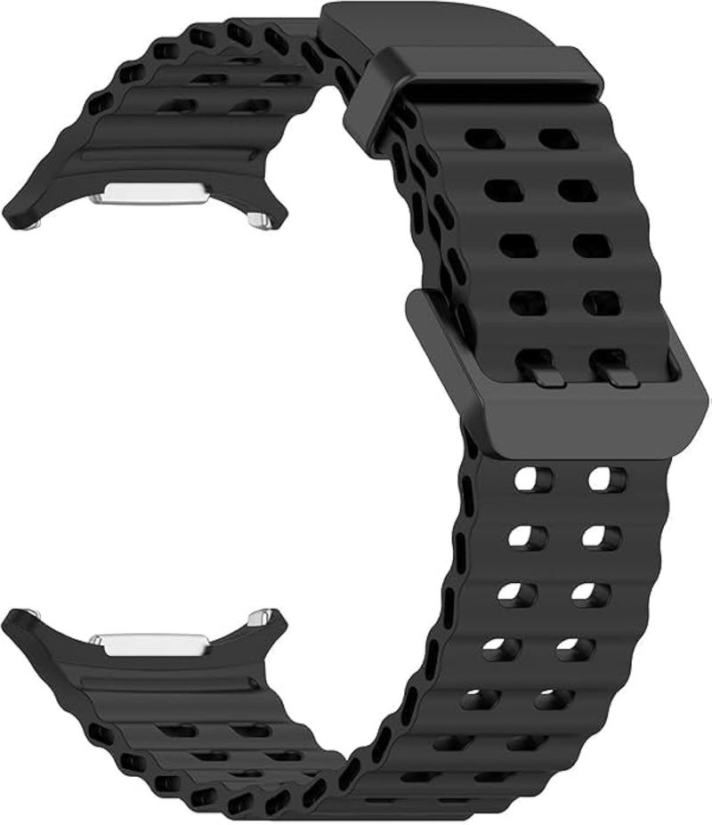 Meyaar Compatible with Samsung Galaxy Watch 7 Ultra 47mm Band, Soft Sport Silicone Breathable Strap Watch Bands Men Women for Samsung Galaxy Watch Ultra 47mm (2024) (Black) - Image 1