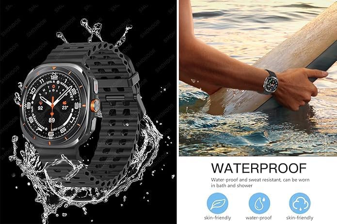 Meyaar Compatible with Samsung Galaxy Watch 7 Ultra 47mm Band, Soft Sport Silicone Breathable Strap Watch Bands Men Women for Samsung Galaxy Watch Ultra 47mm (2024) (Black) - Image 5