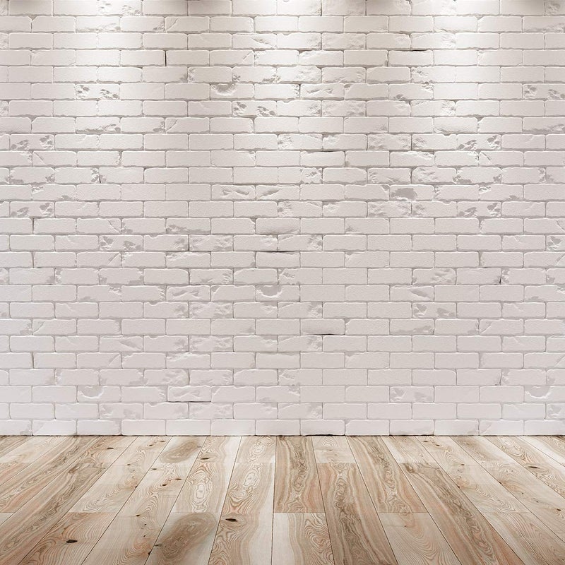 SJOLOON White Brick Photography Backdrop Brick Photo Backdrop for Birthday Photography Portrait Photoshoot Studio Props 11878 8x8FT