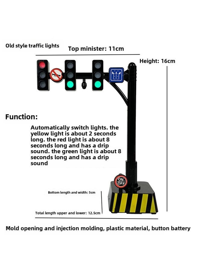 Speed Bump Traffic Light Parking Garage Road Cone Car Model Toy Scene Ornaments Signs License Plate Underground-Color:Old Style Traffic Lights  - Image 1