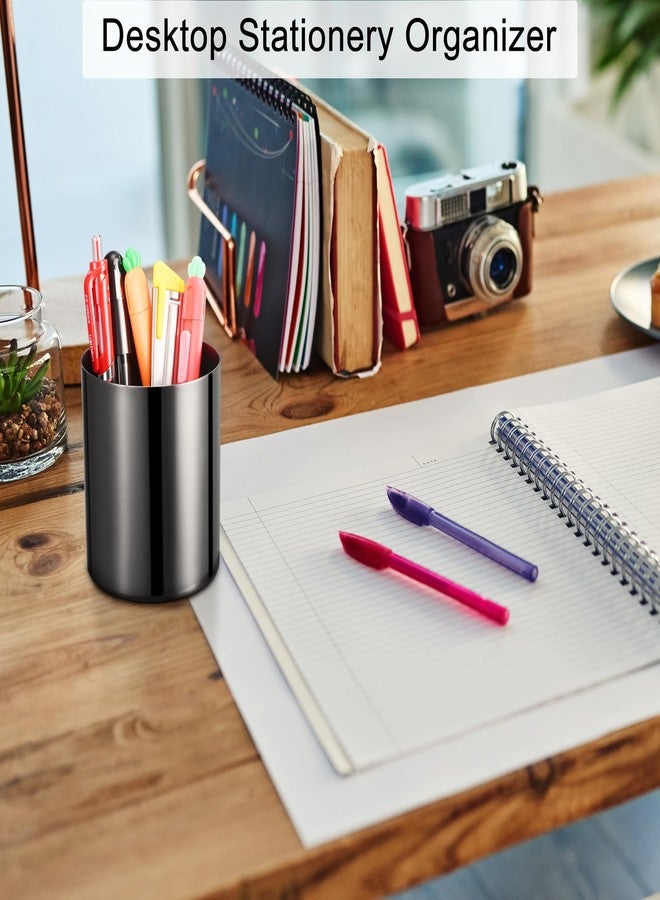 Tofun Black Pen Holder for Desk, 304 Stainless Steel Pen Organizer for Desk, Pencil Holder,Pencil Cup,Pen Cup,Desktop Stationery Organizer (1) - Image 4