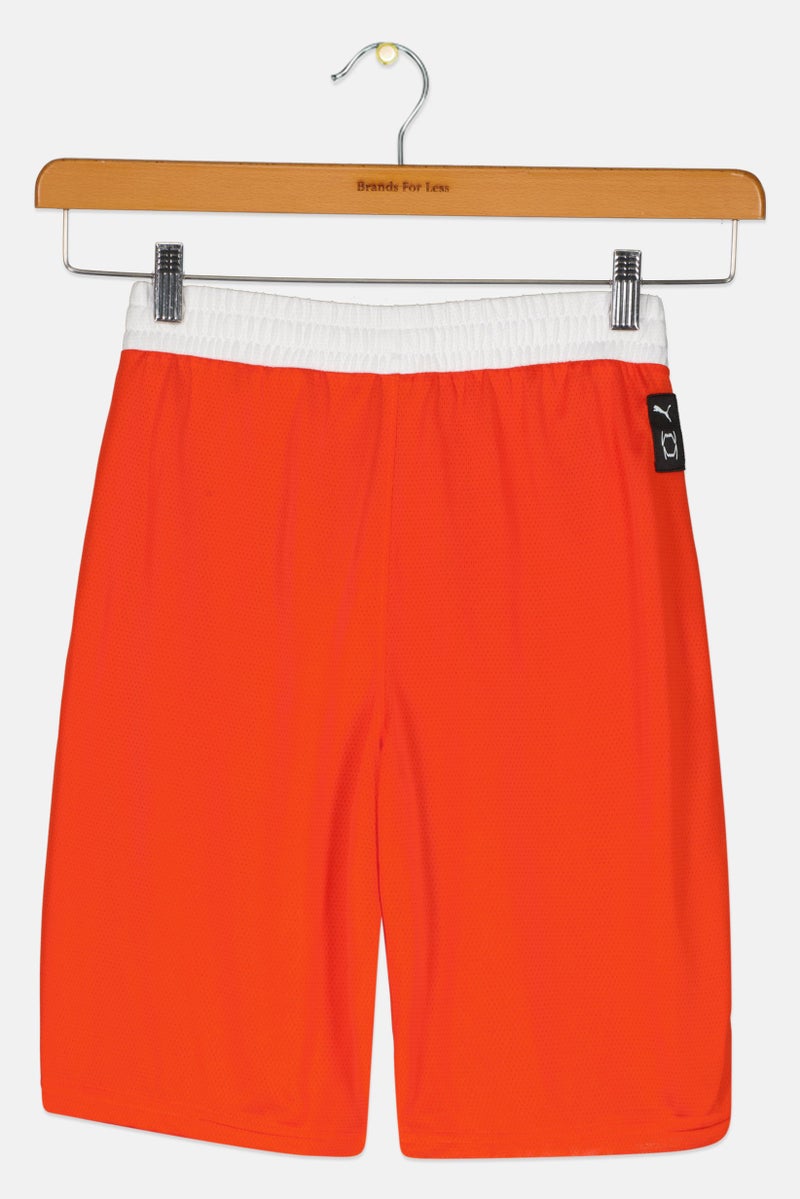 PUMA Kids Boy Brand Logo Basketball Shorts, Coral - Image 2