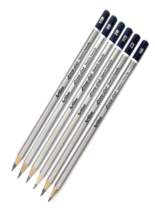 Craftacious Artline Sketching Pencils Kit with 6X Graphite Pencils 1x Kneadable Eraser 6X Paper Blending Stumps with Smudger Brush - Image 2