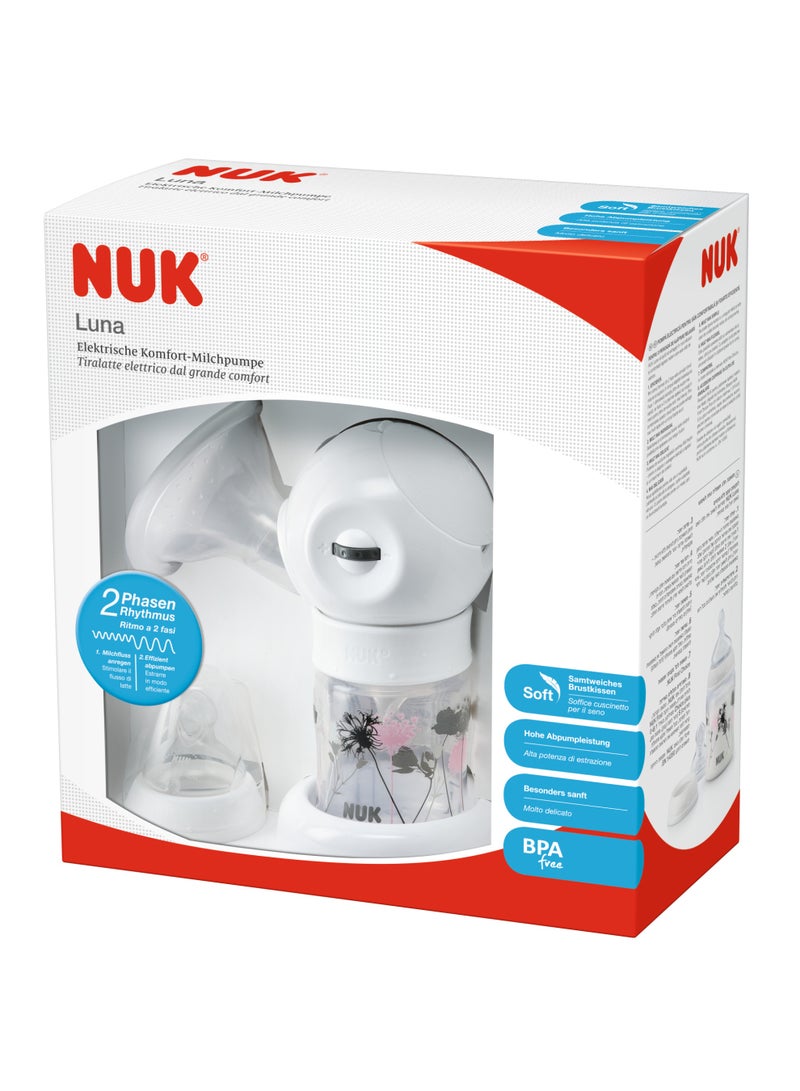 NUK Luna Electric Breast Pump for Nursing Mothers | Portable Comfort Breast Pump Electrical Machine | Comfortable & Low Noise -White - Image 3