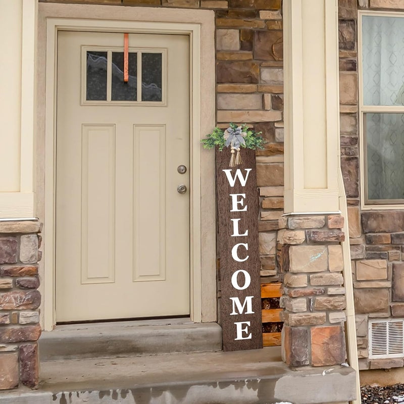 RLWangChao Outdoor Welcome Sign for Front Door Standing 47"X8" Large Farmhouse Wood Framed Tall Leaner Vertical Decor Rustic Home Outside Welcome Sign for Front Porch Decoration (Wood) - Image 5