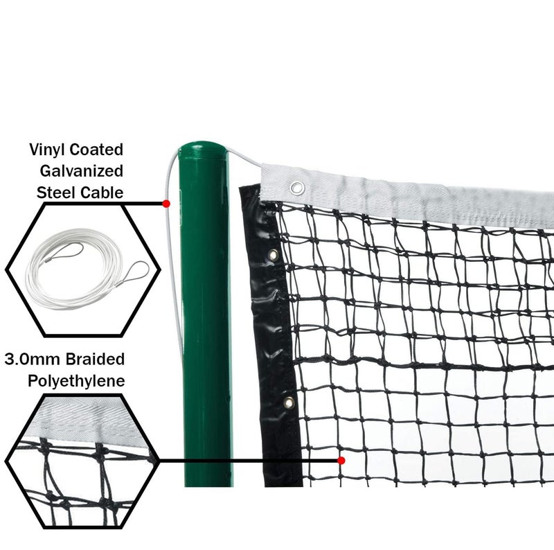 AB-Z HDPE Lawn Tennis Double Tournament Net with Wire Rope | Professional Lawn Tennis Net and Strength (3MM - Double) - Image 4