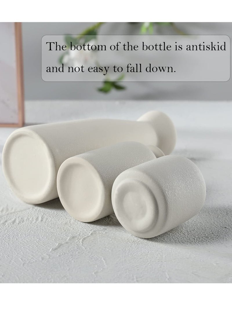 XiuWoo Set of 3 Beige Ceramic vase Small Flower vases for Decor,Modern Home Decor, Vases for Decor,Pampas Grass Vase,Dried Flowers Vases,Living Room,Table Shelf, Centerpieces Decoration  - Image 3