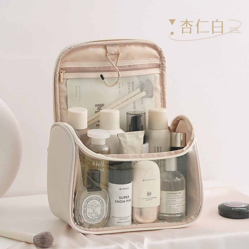 PVC Transparent Cosmetic Bag with Handle, Travel Toiletry Organizer, Large Capacity & Hanging - Image 2