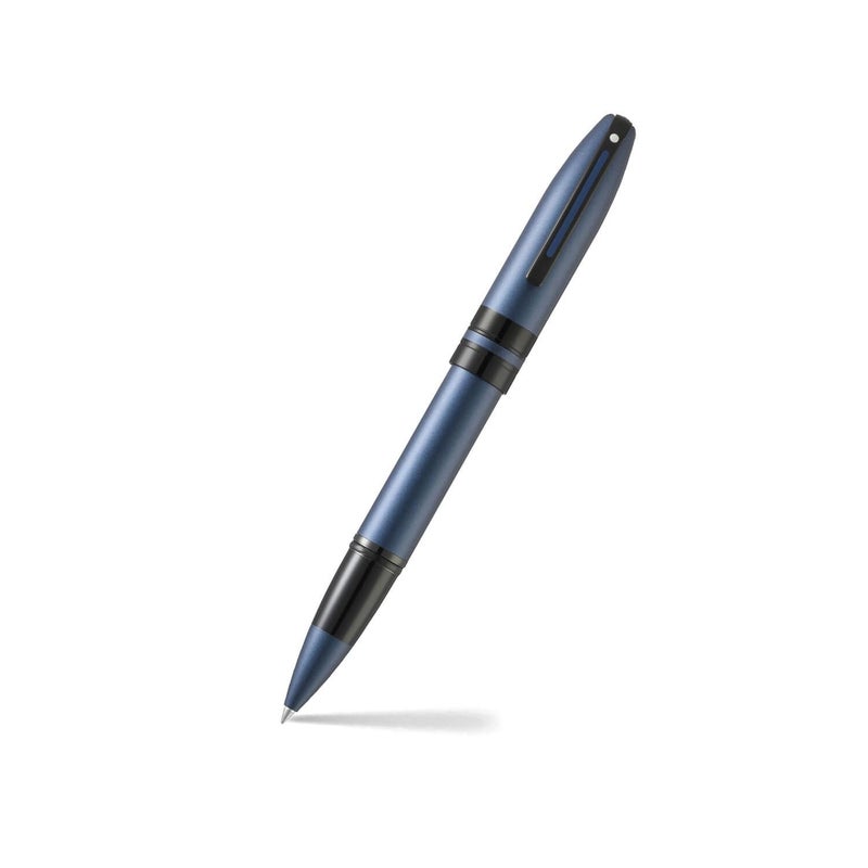 SHEAFFER قلم رولر أيقوني 9110 أزرق معدني مع حواف سوداء لامعة | قلم أزرق فاخر - Image 1