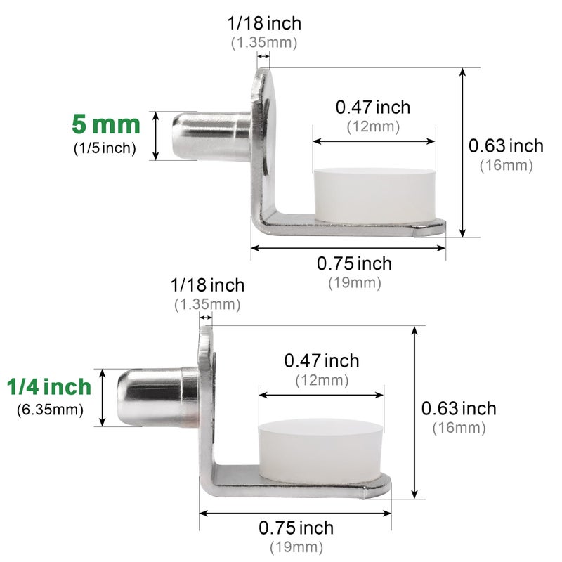 Keenkee 5mm 1/4 Inch Cabinet Shelf Support Pegs Metal Shelving Pins for Bookshelf Shelves in Cabinets, 24Pcs Nickel - Image 3