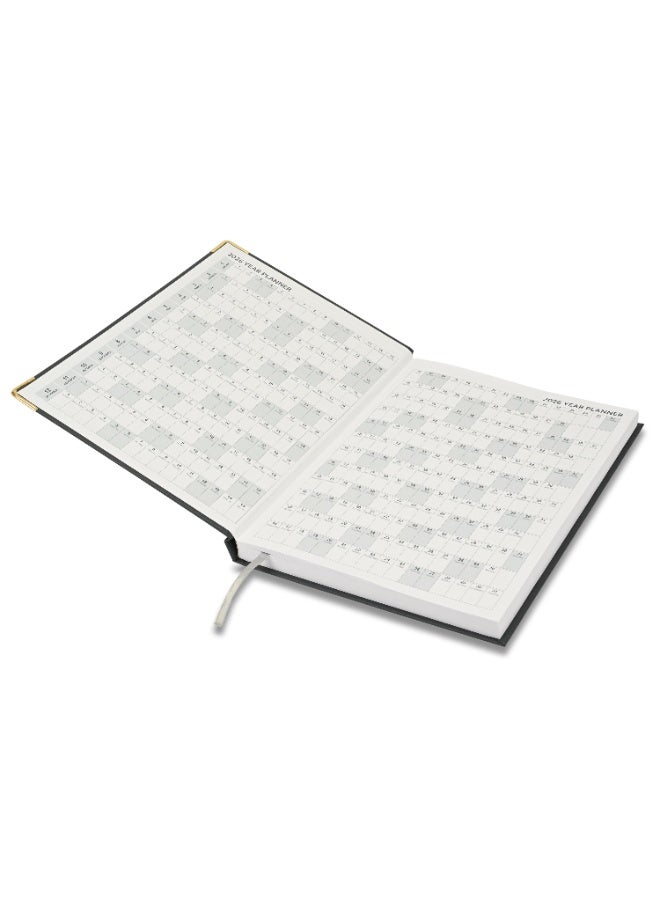 FIS 2026 Diary, A4 Size Diary(210x297mm), Hard Cover Vinyl Materials, 1 Side Padded Cover, Golden Corners, English, 60gsm White Paper, Grey Color-FSDI42E26GY - Image 3