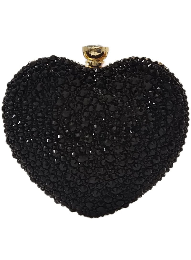 Cute Heart Shape Clutch Purse - Mini Love Heart Rhinestone Wedding Handbag Party Women Purse - Image 1