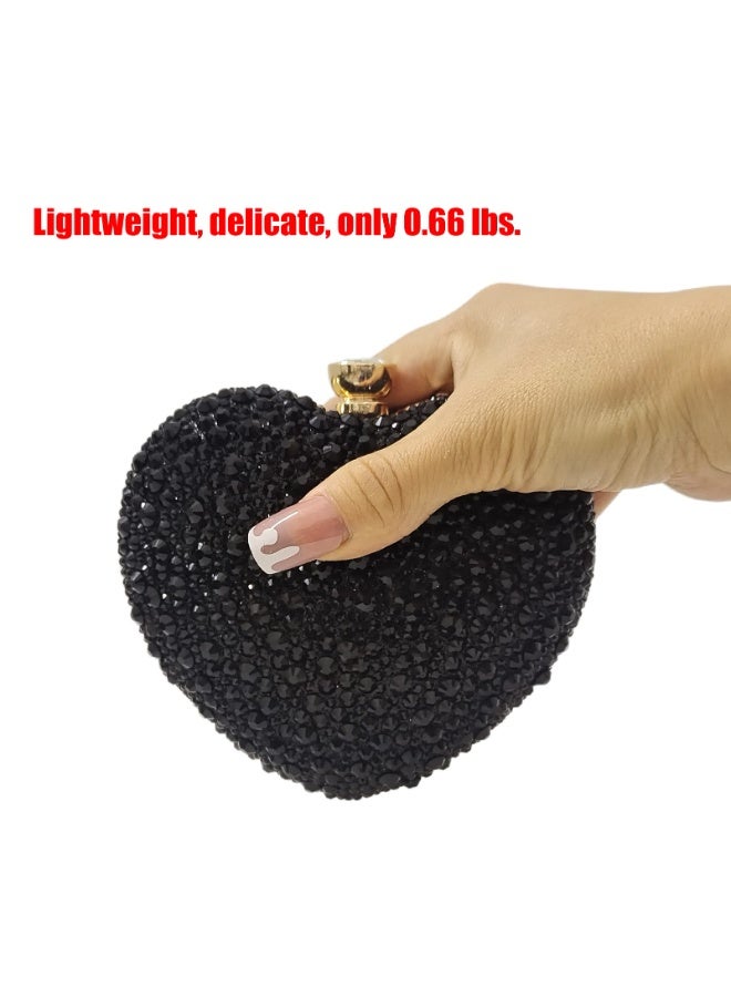 Cute Heart Shape Clutch Purse - Mini Love Heart Rhinestone Wedding Handbag Party Women Purse - Image 4