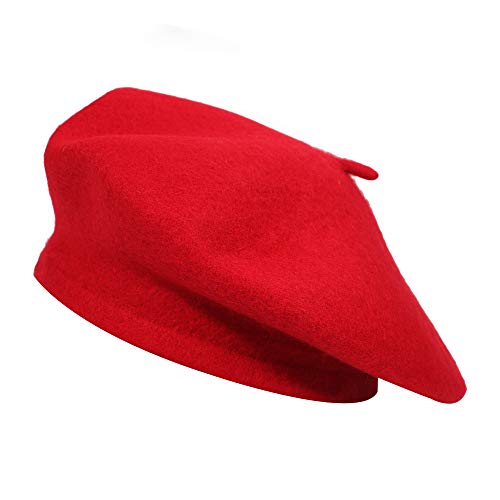 ZLYC Wool Beret Hat Classic Solid Color French Beret for Women Red - Image 1