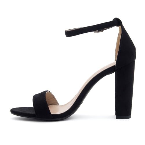 Herstyle Women’s Chunky Block Heels – Open Toe Ankle Strap Sandals, 3.75 Inch High Heels for Wedding, Party & Dressy Occasions – Comfortable Strappy Dress Shoes, Black, Size 9.0, Rosemmina - Image 3