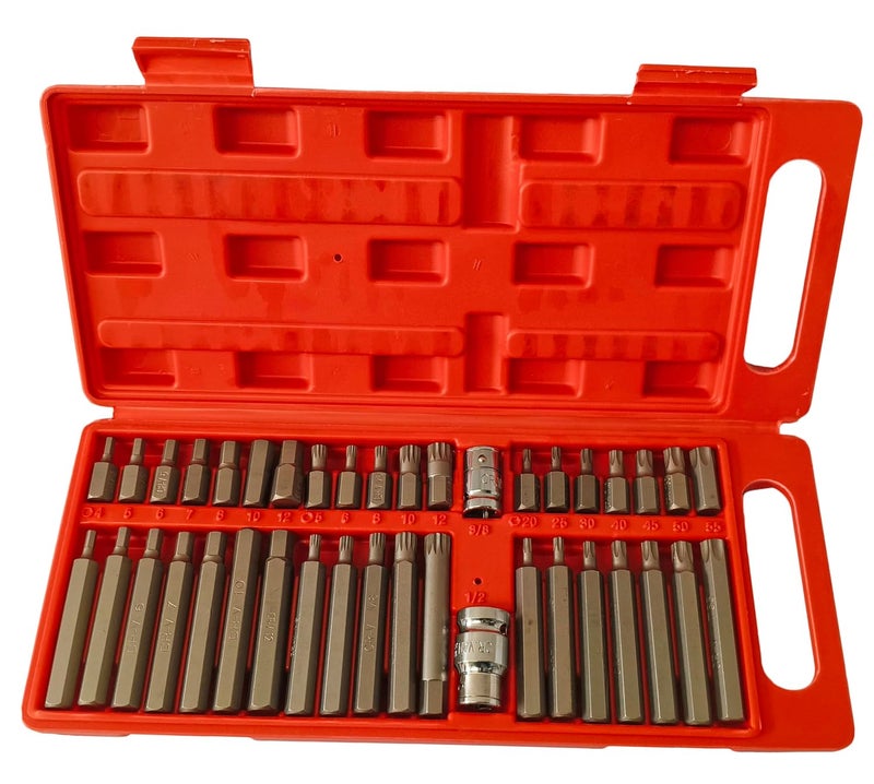 Inditrust 40pc Torx set Star Spline set Hex Allen Key Socket Bit Set 38 12 Drive Alan T20t55 Socket Set Pack of 40 PLASTIC BOX - Image 1