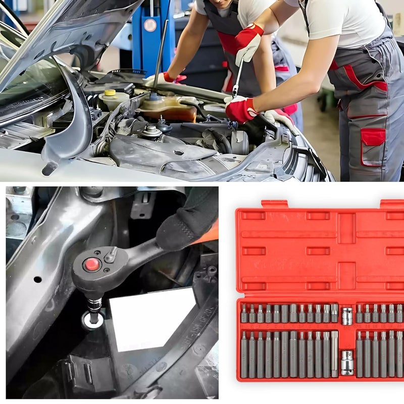 Inditrust 40pc Torx set Star Spline set Hex Allen Key Socket Bit Set 38 12 Drive Alan T20t55 Socket Set Pack of 40 PLASTIC BOX - Image 5