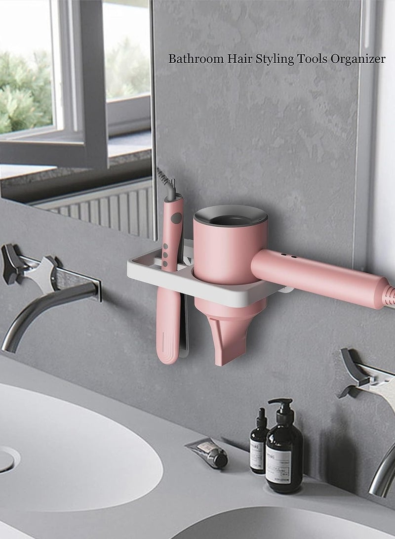 KASTWAVE حامل مجفف الشعر حامل مجفف الشعر متوافق مع حامل مكواة الشعر تركيب على الحائط لتخزين أدوات الشعر منظم حامل المملس مع فتحة إدارة الكابل المدمجة - Image 5