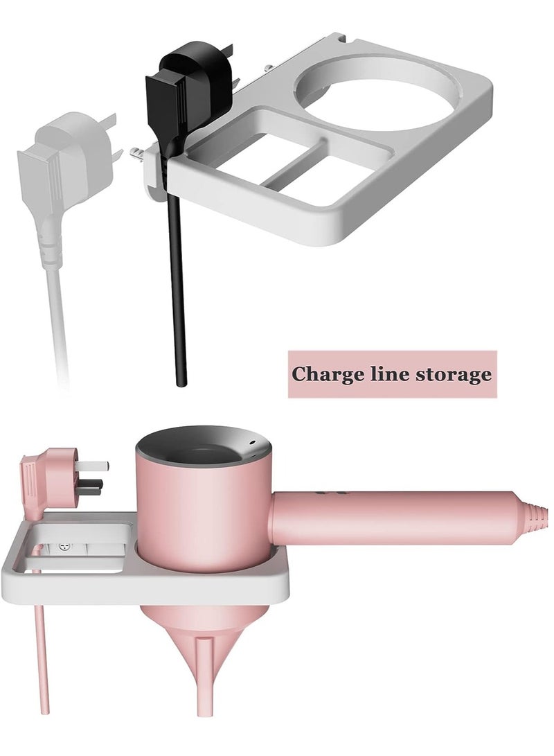 KASTWAVE حامل مجفف الشعر حامل مجفف الشعر متوافق مع حامل مكواة الشعر تركيب على الحائط لتخزين أدوات الشعر منظم حامل المملس مع فتحة إدارة الكابل المدمجة - Image 2