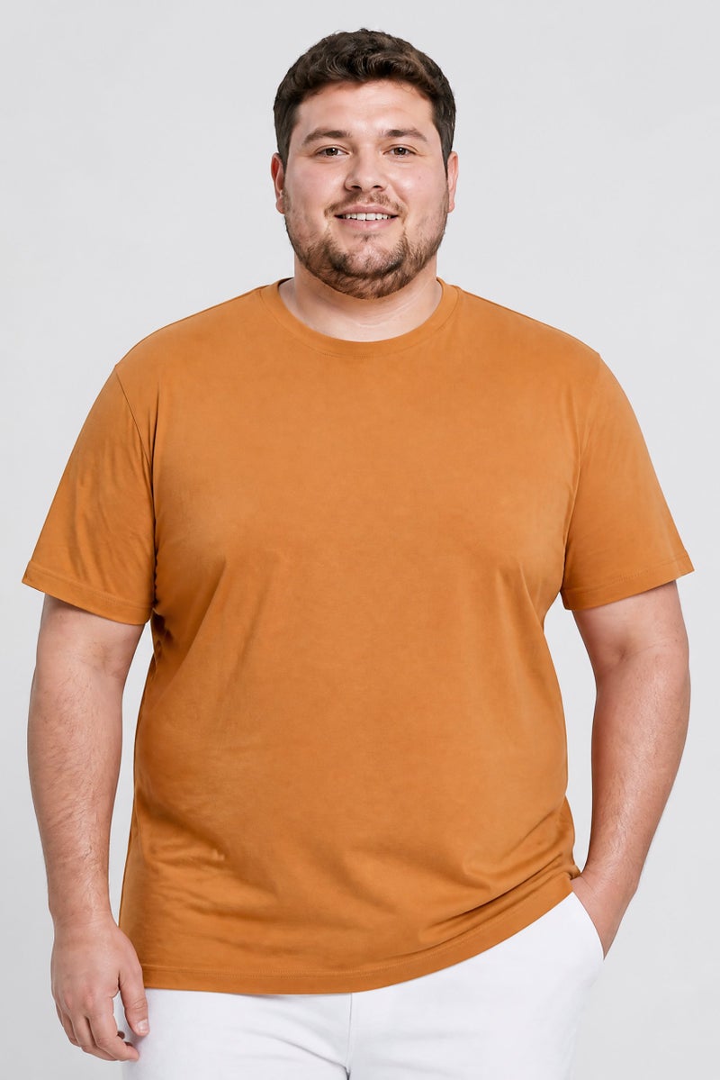 Gaiam Men Slim Fit Short Sleeve Training T-Shirt, Light Brown - Image 1