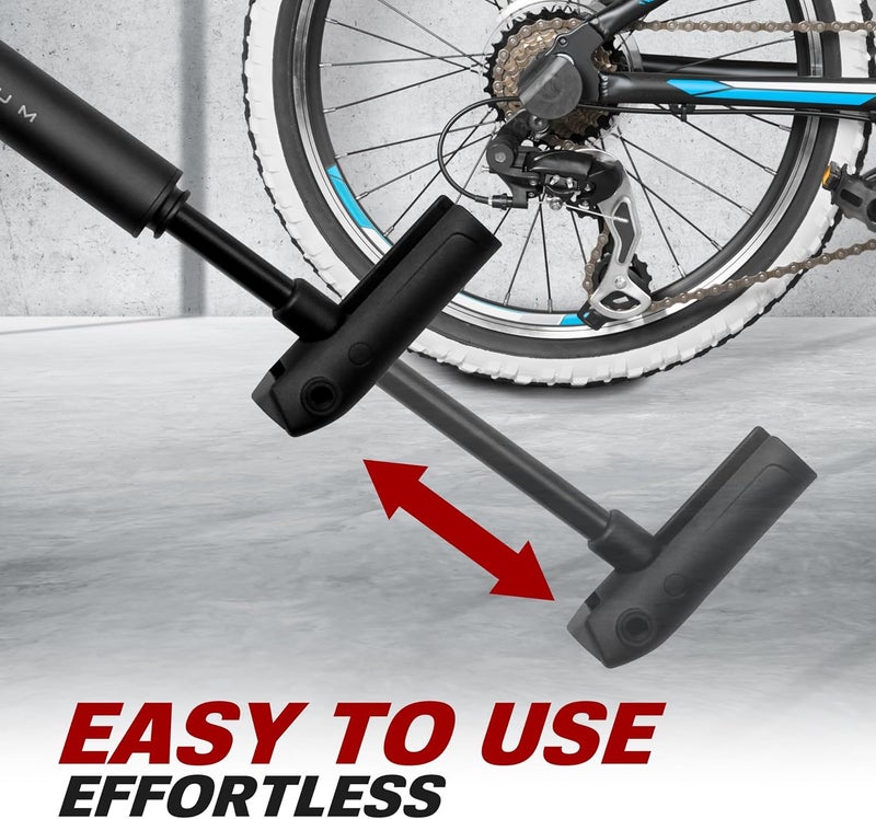 BV Mini Bike Pump Portable Frame Pump, Shock Pump for Bike Shock, Air Ball Pump Inflator with Ball Pump Needles, Mini Pump Fits Presta & Schrader- Smart Valve - Image 5