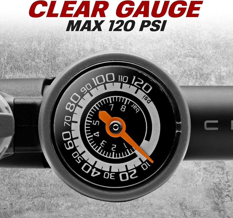 BV Mini Bike Pump Portable Frame Pump, Shock Pump for Bike Shock, Air Ball Pump Inflator with Ball Pump Needles, Mini Pump Fits Presta & Schrader- Smart Valve - Image 3