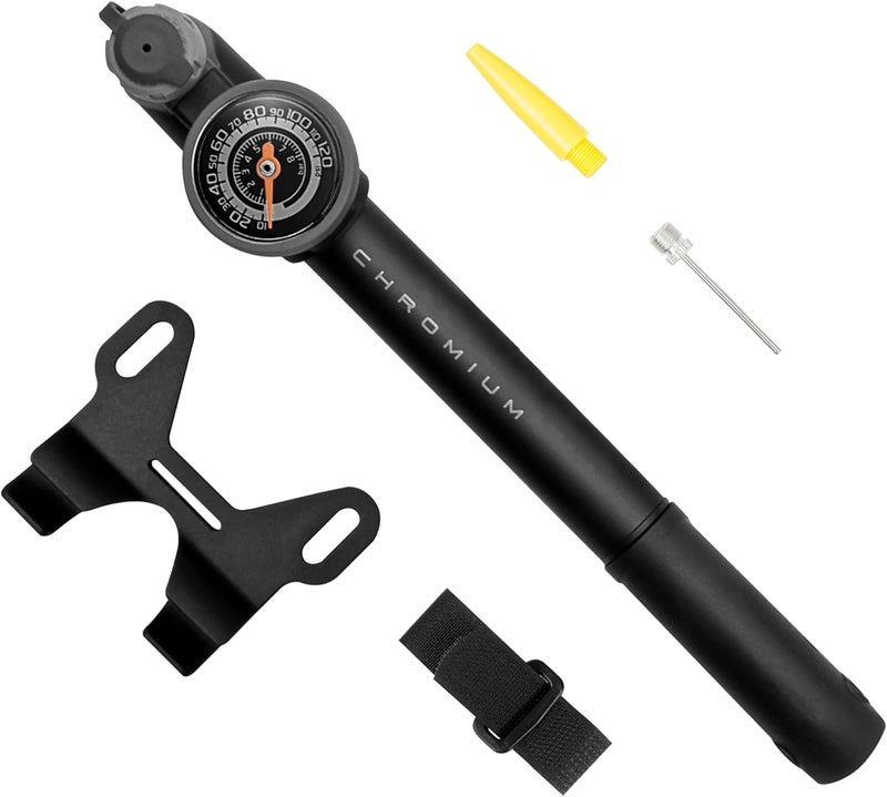 BV Mini Bike Pump Portable Frame Pump, Shock Pump for Bike Shock, Air Ball Pump Inflator with Ball Pump Needles, Mini Pump Fits Presta & Schrader- Smart Valve - Image 1