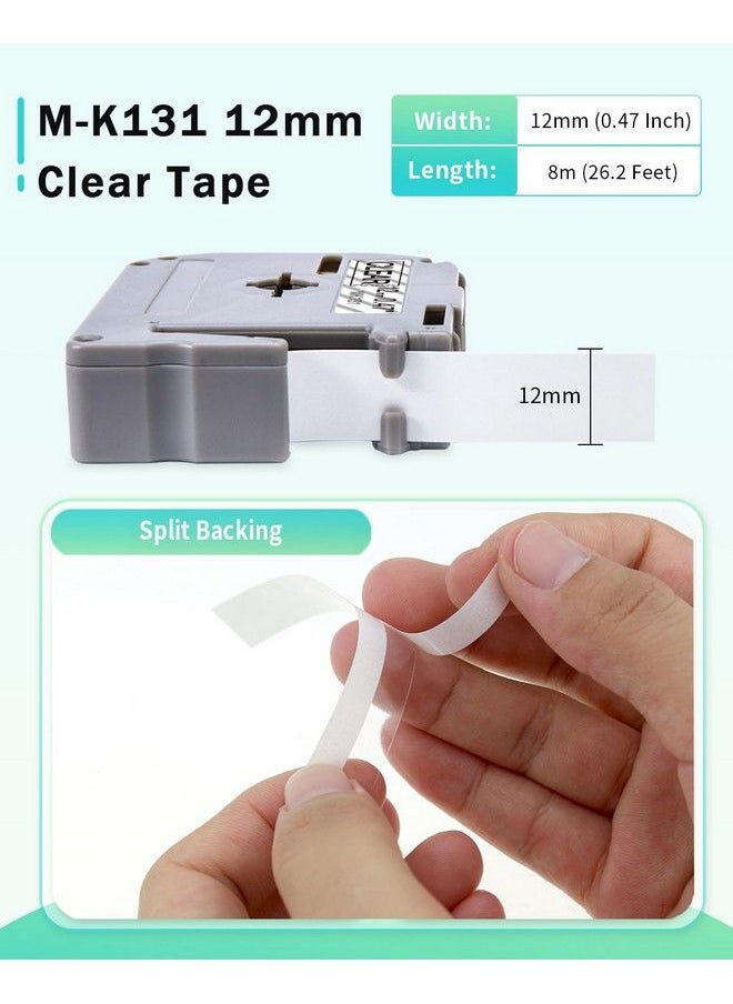 Anycolor Compatible M131 Tape Replace For Brother P Touch M Tape Mk131 M131 Mk131 12Mm 0.47'' Clear Tape Ptm95 Label Tape Work With Brother Ptm95 Pt70Bm Pt90 Pt70 Pt65 Pt45 Label Maker 4Pack  - Image 4