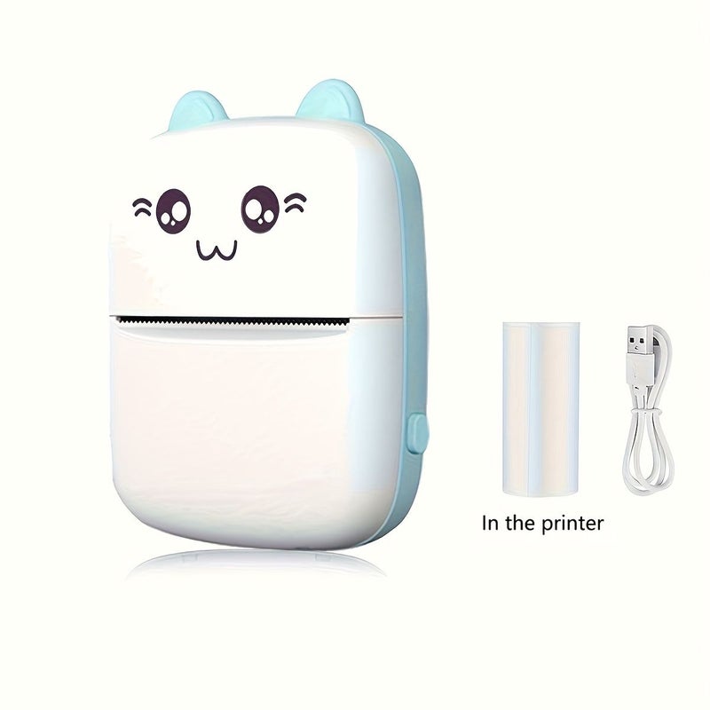 Blue Portable Mini Thermal Printer Inkless USB Rechargeable for Photo Label Travel Home Use - Image 3