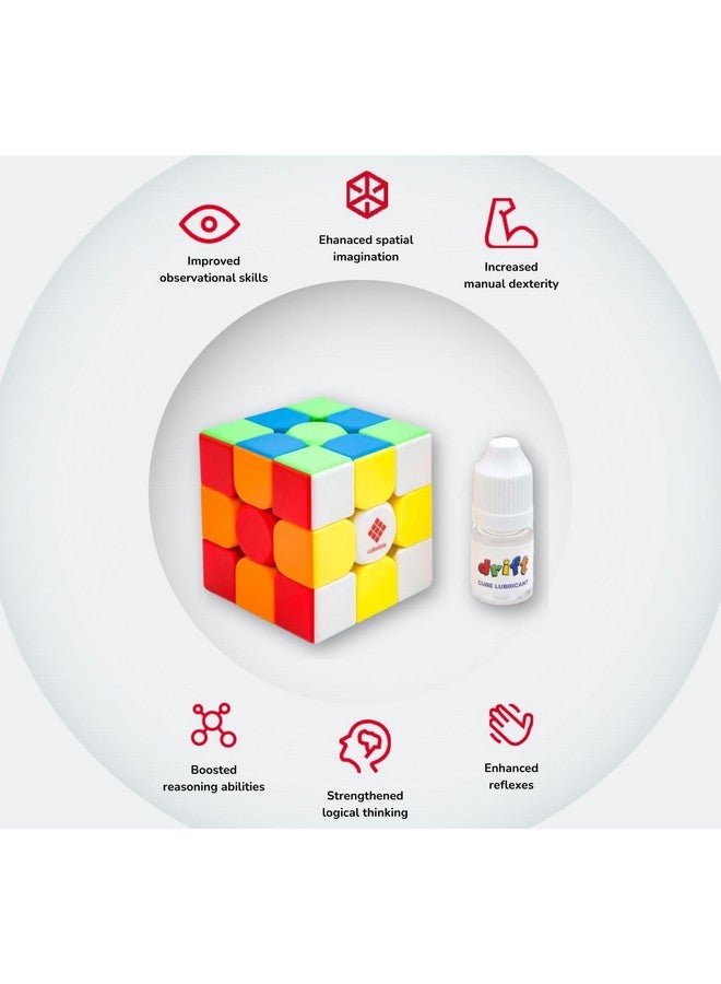 Cubelelo Cubelelo Drift 3M 3X3 Magnetic Speedcube & Premium Cube Lubricant Combo | Drift 3M Features 48 Precision Magnets| Ultra Smooth Buttery Turns | The Perfect Kit For Fast, Precise Solving!, Kids  - Image 2