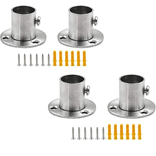 JING Stainless Steel Closet Rod Brackets Closet Shower Rod Bracket Closet Pole Sockets Flange Holder End Support Bracket for 19mm 0.75 Inch Diameter Rod (Set of 4) - Image 1
