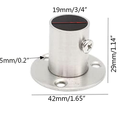 JING Stainless Steel Closet Rod Brackets Closet Shower Rod Bracket Closet Pole Sockets Flange Holder End Support Bracket for 19mm 0.75 Inch Diameter Rod (Set of 4) - Image 2