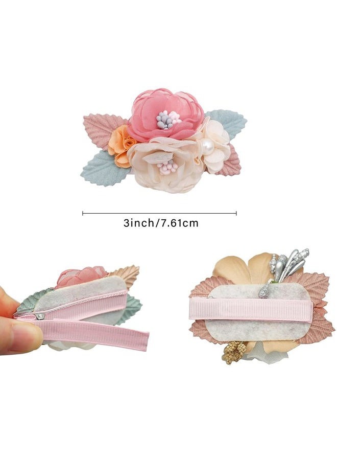 AJLTPA 6Pcs Flower Clips Set Hair Accessory for Girls, Floral Hair Bow for Baby Toddles Teen Girls Gifts (Flower Style-J) - Image 2