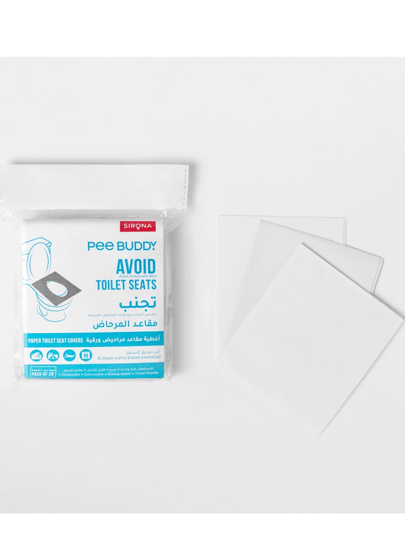 Peebuddy - PeeBuddy Disposable Paper Toilet Seat Covers | No Direct Contact with Unhygienic Seats| Easy To Dispose| Nature Friendly| Must Have For Women (20 Pcs (Pack of 1)) - Image 1