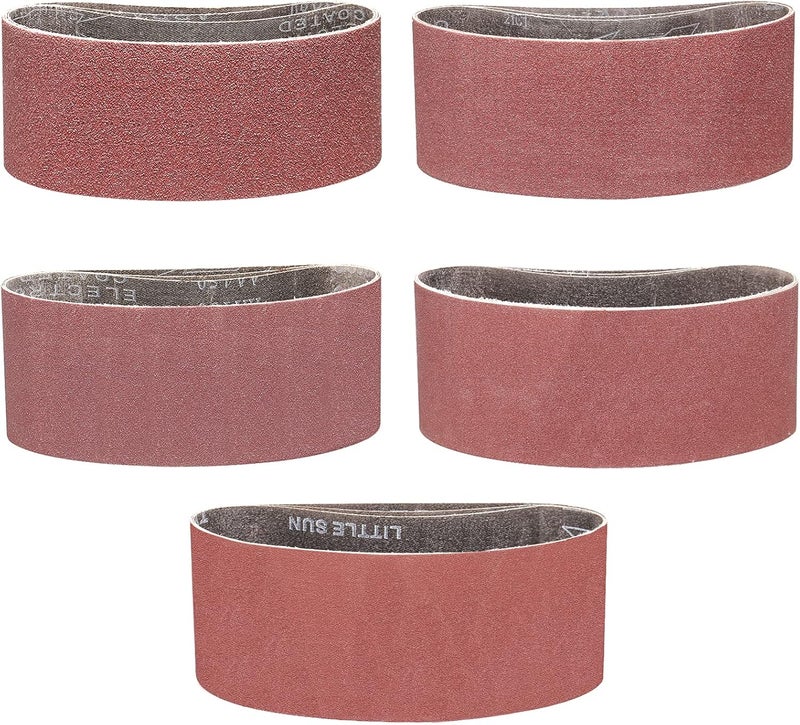 POTUINOM 15 Pack Sanding Belts 3X18 Inches(75X457mm)- 3 Each of 80/120/150/240/400 Grits Aluminum Oxide Sanding Belt, Best Suitable for Wood Sanding and Levelling - Image 1