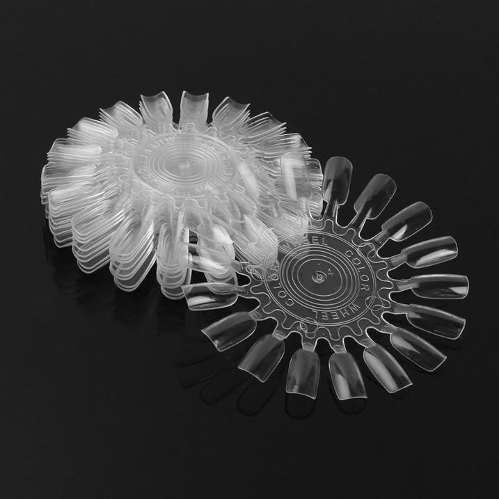 10 قطع عجلات عرض طلاء الأظافر البلاستيكية الشفافة مع 18 نصيحة