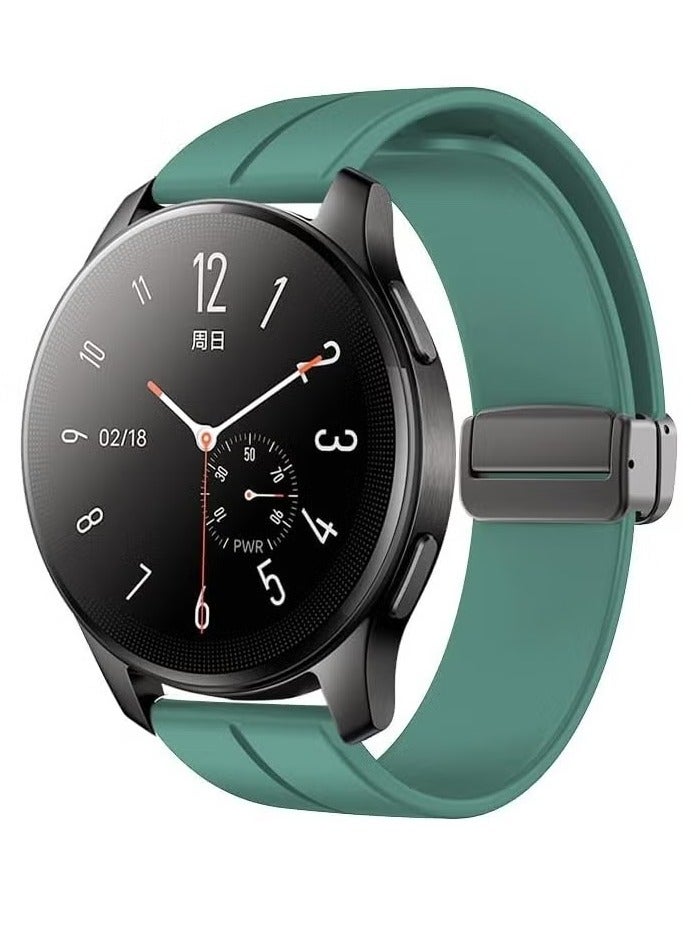 ELTRAZONE Magnetic Watch Strap - 16mm, 18mm, 19mm, 20mm Quick Release Silicone Band with Magnetic Folding Clasp - Skin-Friendly Soft Sport Strap for Men and Women (Green) - Image 1