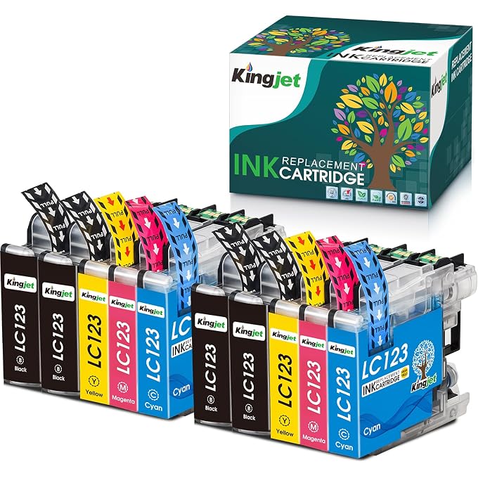 KINGJET LC123 Ink Cartridges for LC123 Ink Cartridges for MFC-J4510DW MFC-J470DW MFC-J6920DW MFC-J6520DW MFC-J6720DW MFC-J4410DW MFC-J4610 MFC-J4710DW MFC-J4110DW DCP-J132W DCP-J152W