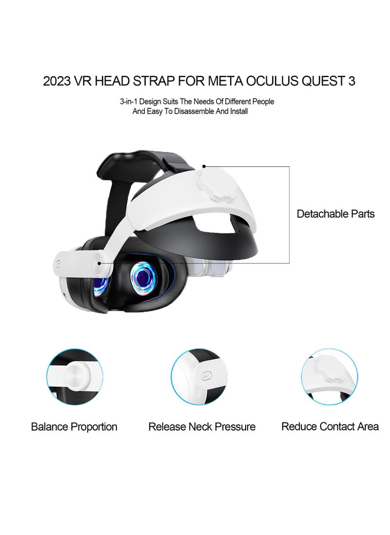 SYOSI Head Strap for Oculus Quest 3,3-in-1 Adjustable Halo Headband,Replacement for Elite Strap,for Enhanced Support and Comfort in VR, Suitable for Children and Adults Compatible with Oculus/Meta Quest 3  - Image 2