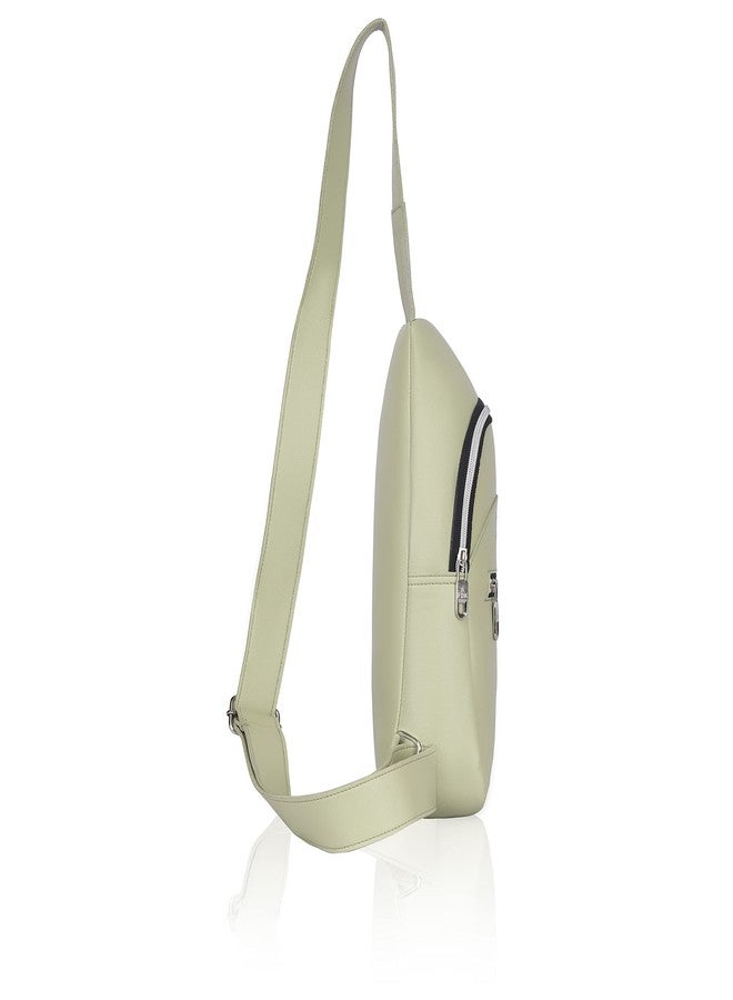FADAK Sling Cross Body Bag for women & Men Chest Bag Outdoor Small Shoulder Side Bags with External Mobile Zipper Pocket upto 9‘’ iPad Port Water-resistant(POPAT GREEN) - Image 4