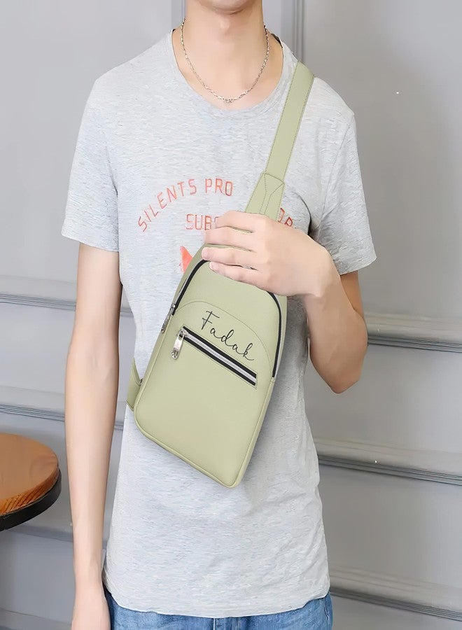 FADAK Sling Cross Body Bag for women & Men Chest Bag Outdoor Small Shoulder Side Bags with External Mobile Zipper Pocket upto 9‘’ iPad Port Water-resistant(POPAT GREEN) - Image 2