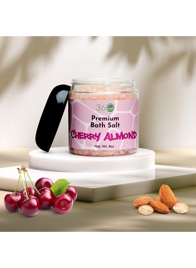 360Feel Cherry Almond Bath Salt Scrub - Aromatherapy Bath Soak - Detox and Moisturize with Alcohol-free Scrub - Vegan and Cruelty-Free - Get a Healthy Glow - 8 Oz Jar  - Image 2