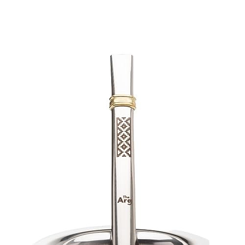 THEARG Stainless Steel Straw For Yerba Mate Alpaca Reusable, Handmade Artisan, For Hot or Cold Drinks, Ideal For Mate Gourd With Golden Detail, From Argentina - Image 2