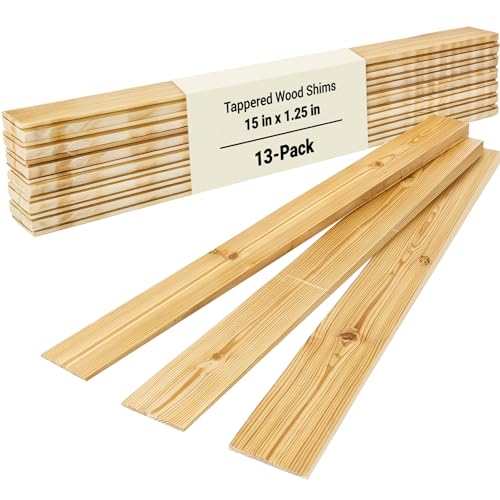Pro Projects Extra Long 15in Tapered Spruce and Fir Wood Shims 13 Pk Weather Resistant Home Improvement Tool for Installing Doors Windows or Cabinets Leveling Floors and DIY Remodeling Projects