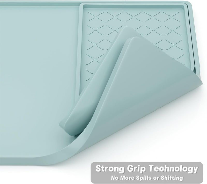 Rnivvi حصيرة قهوة من السيليكون من ، مقاس 16" x 24"، مقاومة للماء وذات حافة مرتفعة، مناسبة لملحقات محطة آلة الإسبريسو، وسادة لتجفيف الأطباق قابلة للفك ومقاومة للحرارة للعمل على طاولة المطبخ، لون أبيض - Image 5