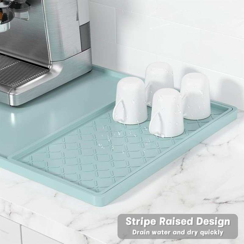 Rnivvi حصيرة قهوة من السيليكون من ، مقاس 16" x 24"، مقاومة للماء وذات حافة مرتفعة، مناسبة لملحقات محطة آلة الإسبريسو، وسادة لتجفيف الأطباق قابلة للفك ومقاومة للحرارة للعمل على طاولة المطبخ، لون أبيض - Image 4