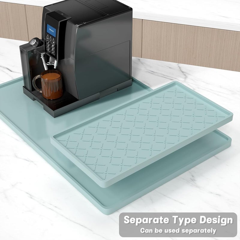 Rnivvi حصيرة قهوة من السيليكون من ، مقاس 16" x 24"، مقاومة للماء وذات حافة مرتفعة، مناسبة لملحقات محطة آلة الإسبريسو، وسادة لتجفيف الأطباق قابلة للفك ومقاومة للحرارة للعمل على طاولة المطبخ، لون أبيض - Image 3